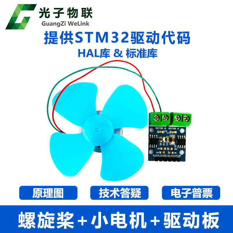 电机风扇模块带L9110两路电机驱动板提供STM32代码螺旋桨直流电机