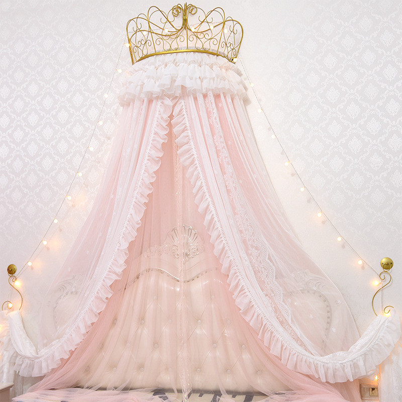 5zw欧式公主床幔床头装饰纱帘床帘儿童房吊顶纱幔蚊帐帷幔珠帘幔