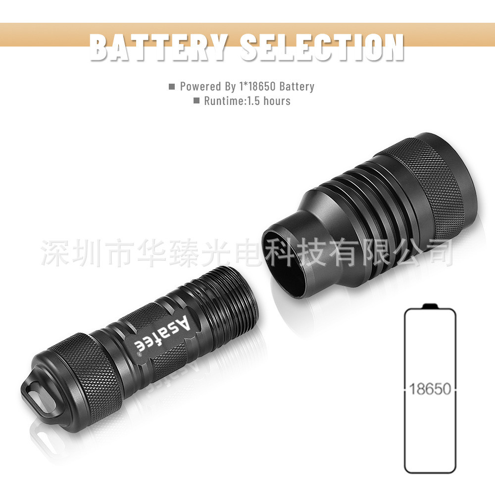 新款潜水备用灯头部旋钮开关单档夜潜手电筒潜水150m1000流明