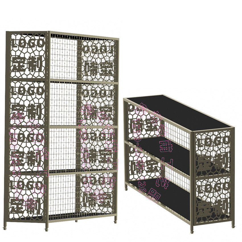 侧面logo的两层四层金色展示架,带脚轮,铁网后背,可拆装,商业/办公家具,置物架/陈列架/储物架/展示架,淘宝优惠券,粉丝福利购,淘宝优惠卷