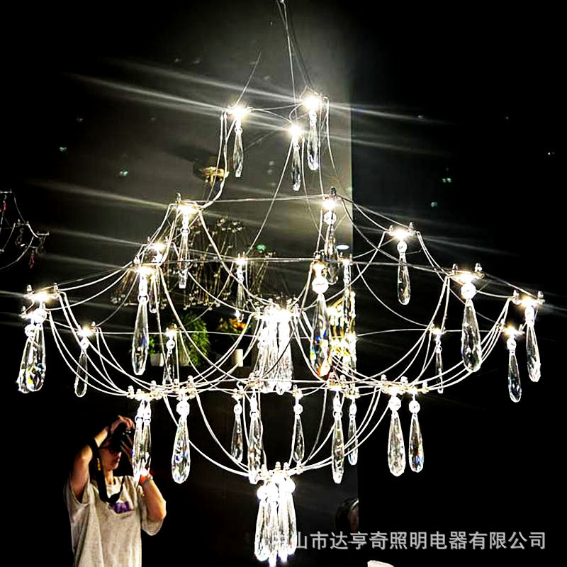 法式奶油风轻奢水晶吊灯客厅现代简约设计感样板间楼梯餐厅吊灯