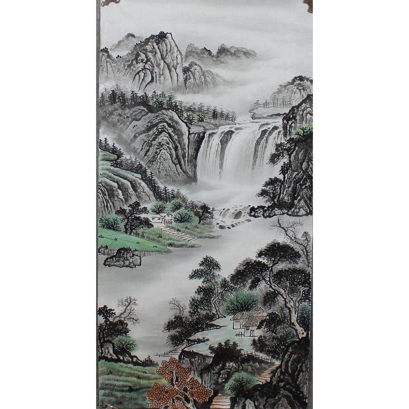 纯手绘国画四尺山水画卧室客厅背景书房挂画