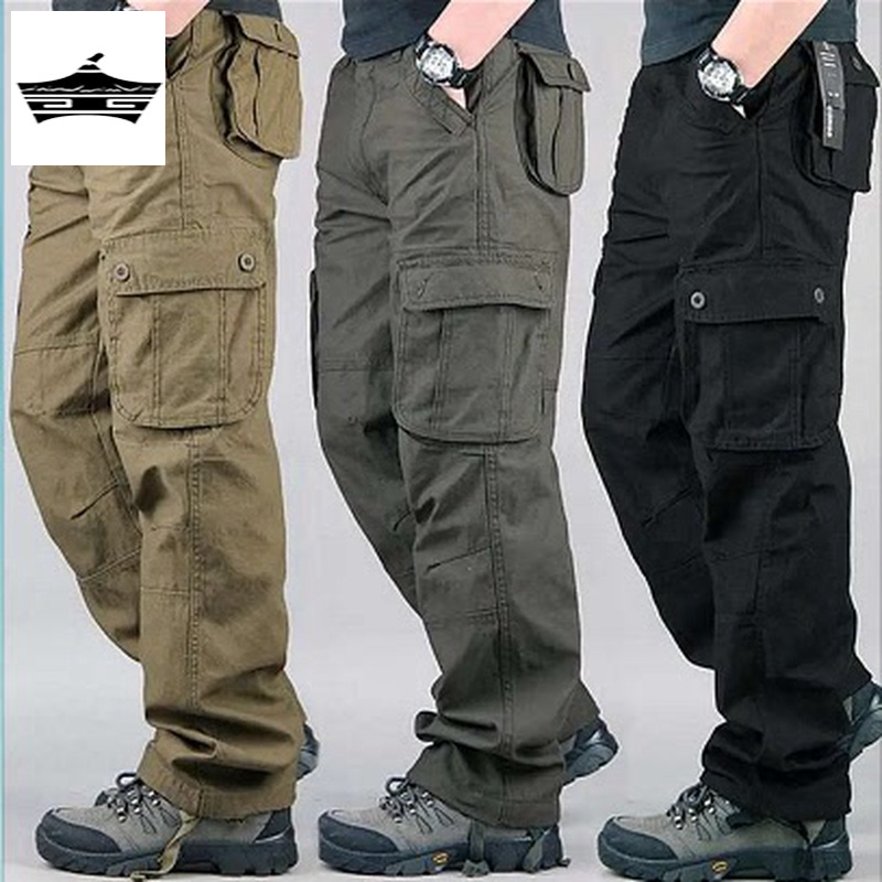 多口袋纯棉弹力牛仔工作服男裤子宽松耐磨耐脏电焊工汽修劳保裤子