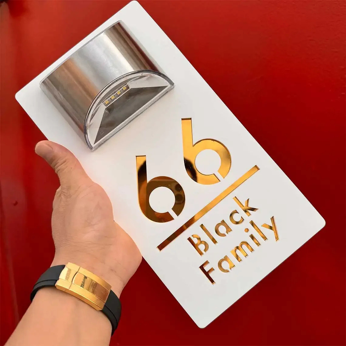 个性化太阳能门牌号led庭院门牌号码指示挂壁式亚克力门牌灯