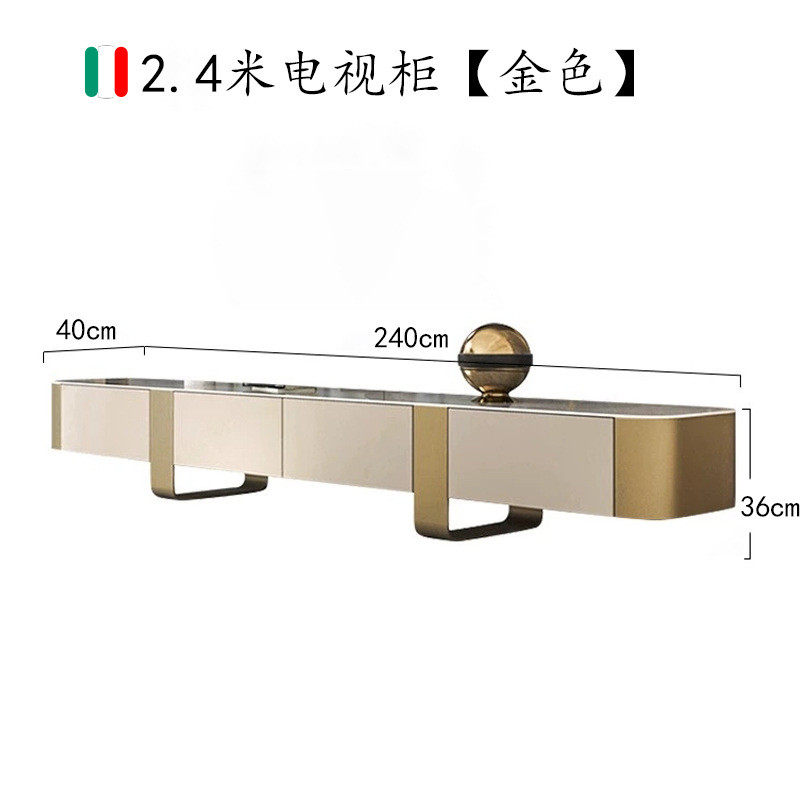 意式轻奢现代简约客厅家用不锈钢岩板圆茶几电视柜组合小户型高端