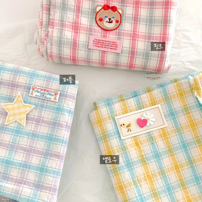 韩国进口面料格子水洗棉30支布服饰纺织布料箱包辅料diy手作2份买