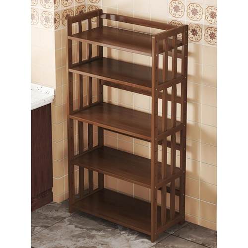 乾鹫厨房置物架多层落地微波炉烤箱架子实木竹锅具整理柜收纳储物