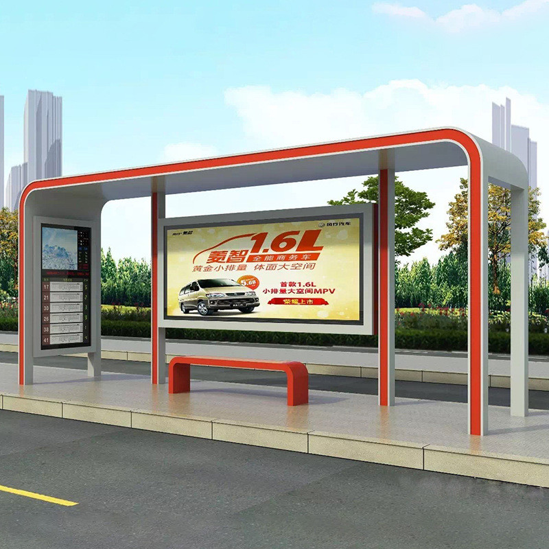热销候车亭显示屏智能lcd城市道路智能化电子站牌不锈钢公交站台