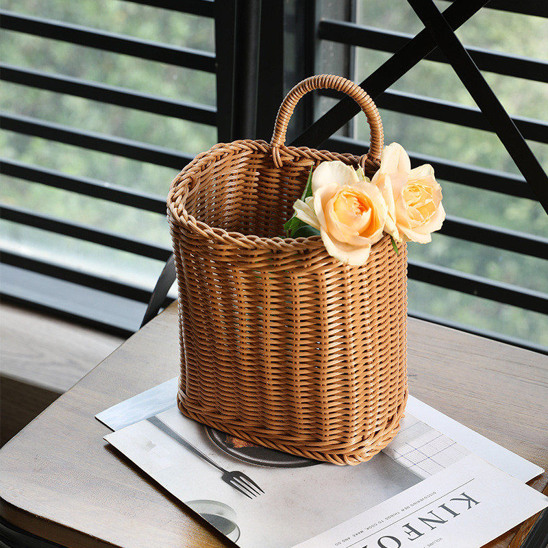 挂墙篮仿藤编织挂篮姜蒜葱厨房收纳筐客厅装饰花篮床头置物篮,收纳整理,橱柜收纳筐,淘宝优惠券,粉丝福利购,淘宝优惠卷
