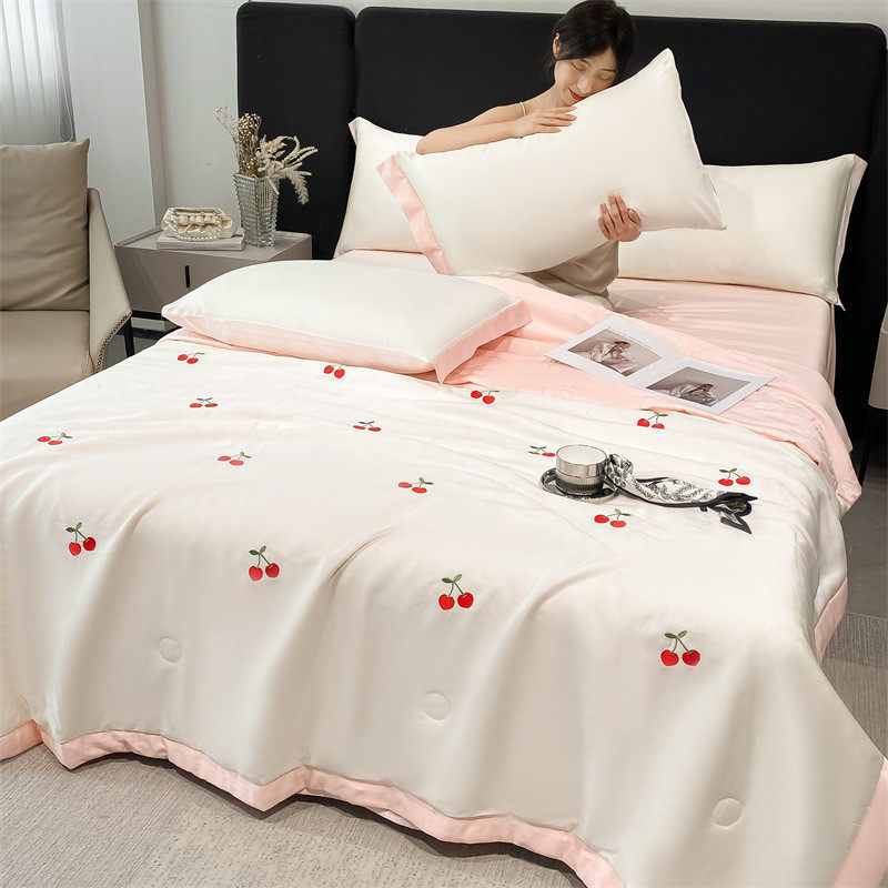 夏季可机水洗夏凉被四件套冰丝学生宿舍单人夏被空调被夏天薄被子