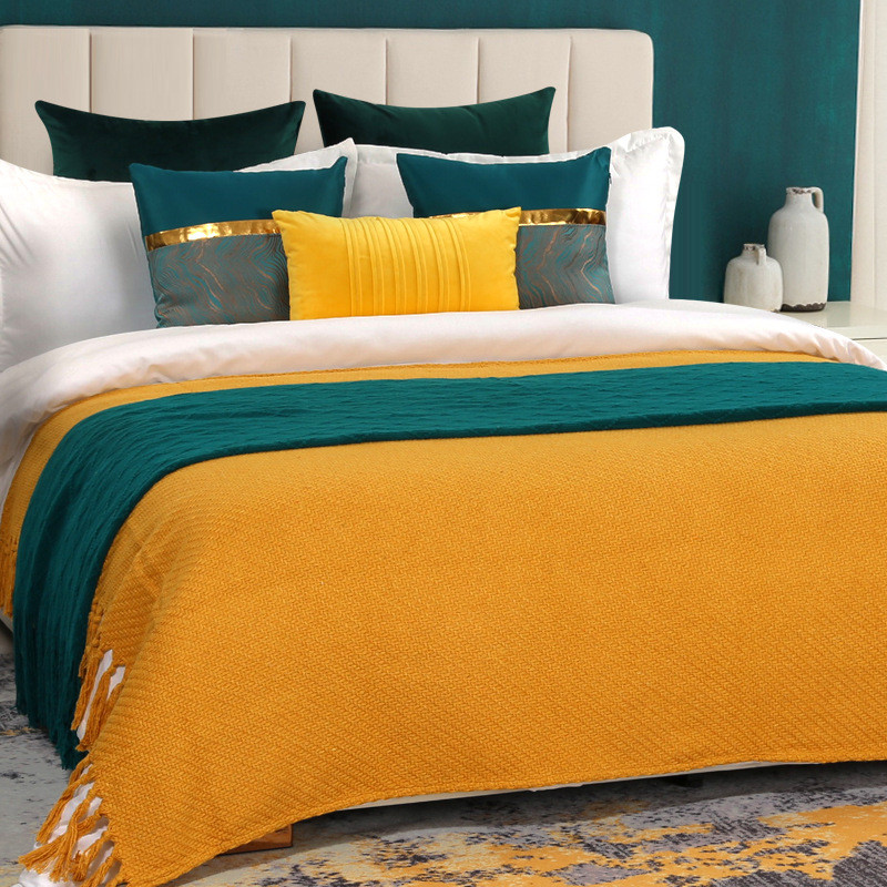 11件套床品套件轻奢绿色现代简约样板房家居软装床上用品新款