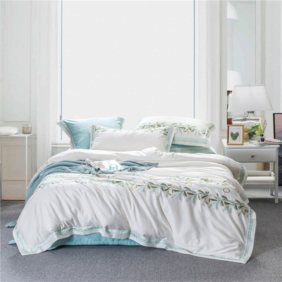 60s埃及贡缎外贸全棉长绒棉四件套刺绣床上用品套件厂家直销