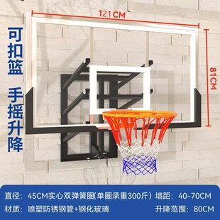 壁挂式户外家用儿童篮板篮框培训成人液压升降室内篮球架