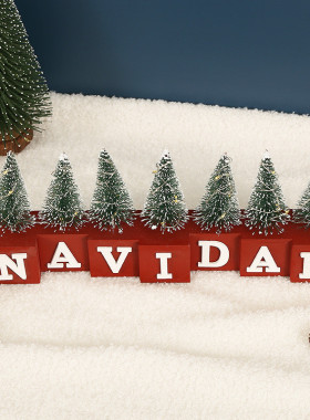 圣诞led工艺品木质发光圣诞树摆件家庭聚会客厅桌面装饰摆件