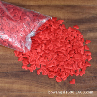 热销小号爱心海绵花瓣手抛花婚房布置心形床撒撒花2cm2000个