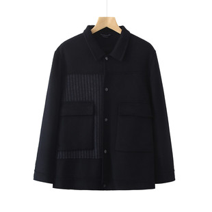 加肥加大双面呢男拼接条纹大码男夹克