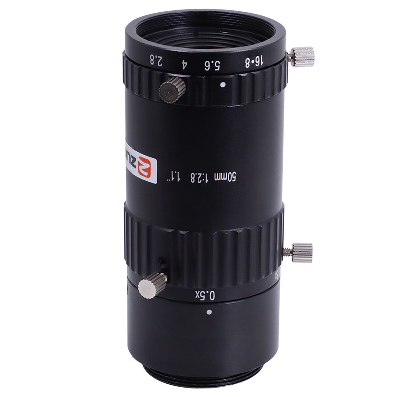 微距镜头50mm工业镜头机器视觉放大倍率0.5x-0.8x低畸变1200万C口