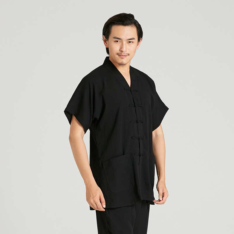 亚麻棉麻套装太极服批发武术服春季服装男八段锦太极拳成人练功服