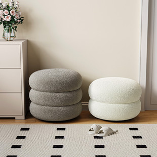 换鞋凳奶油风门口穿鞋凳家用客厅实木板凳入户玄关小凳子坐墩矮凳