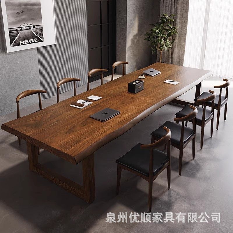 热销实木会议桌简约现代接待大板长桌椅组合大桌子公司客厅洽谈工,商业/办公家具,会议桌,淘宝优惠券,粉丝福利购,淘宝优惠卷