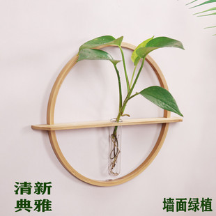 饰桌面摆件 创意壁挂水培玻璃花瓶墙上花器绿萝水养器皿玄关家居装