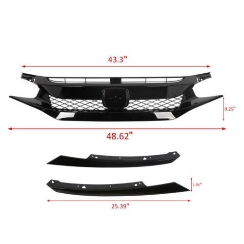 热销适用16-21款十代思域改装typer中网新思域前格栅脸红标运动tr