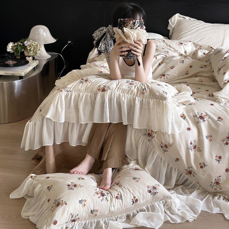 复古玫瑰ins田园风小碎花法式全棉四件套雪纺花边床上用品,农机/农具/农膜,播种栽苗器/地膜机,淘宝优惠券,粉丝福利购,淘宝优惠卷