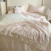 22n公主风100s天丝夏凉被四件套冰丝感空调被蕾丝边凉裸睡可水洗