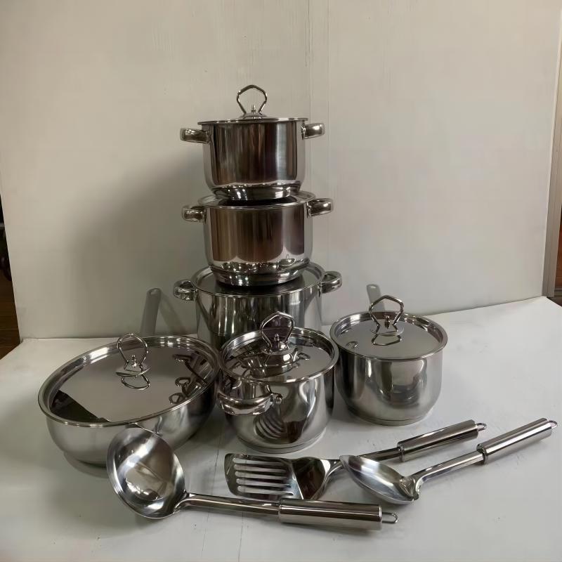加厚底复不锈钢套装锅货源15pcs烹饪锅具组合35pcs炊具pot
