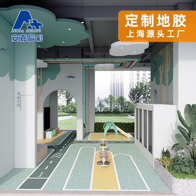 架空层活动室内置图案地面地胶彩印铺装加厚耐磨商用塑胶pvc地板