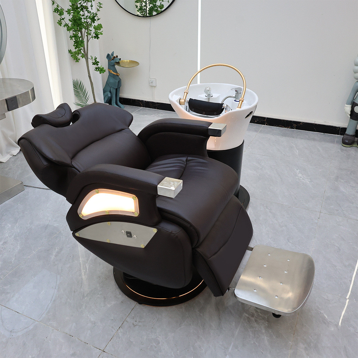 电动升降太空舱洗头美发一体床美发店美容院头皮护理放倒理发座椅