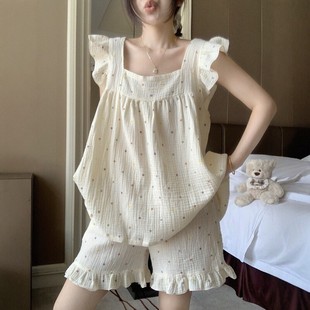 夏季 甜美彩色圆点棉纱睡衣套装 纯棉家居服2025新款 少女款 夏天大码