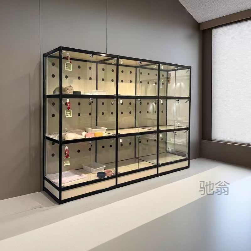 热销商用f宠物店展示柜玻璃透明展示柜猫咪寄养柜麓猫屋繁育柜动