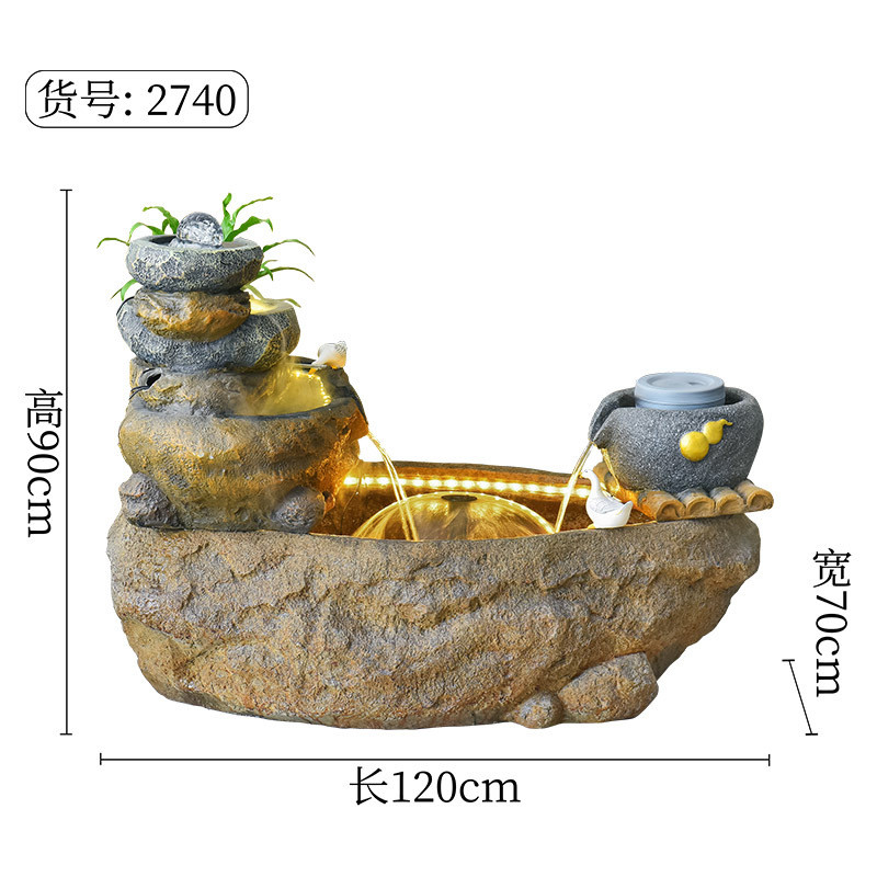 田园假山流水喷泉落地摆件鱼池装饰阳台别墅田园酒店大堂客厅造景