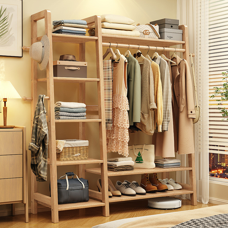 实木衣帽架落地卧室家用挂衣架晾衣架收纳架房间大容量简约置物架