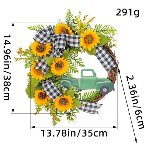 纵鸿挂520蜜蜂节花环装饰2024向日葵汽车花环门春季栅栏挂饰