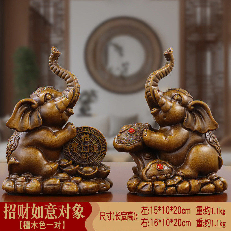 新款招财大象摆件一对小象家居客厅酒柜装饰品西双版纳工艺品旅游