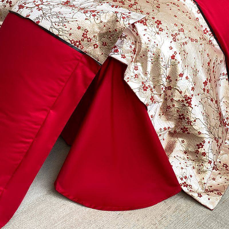 法式浪漫被纯棉婚庆四件套红色床单被套结婚床上用品婚房喜长绒棉,床上用品,婚庆床品套件,淘宝优惠券,粉丝福利购,淘宝优惠卷