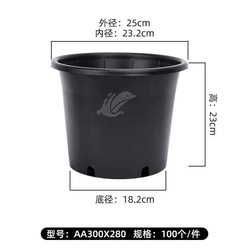 塑料花盆黑色桶基地种植多肉盆大加仑盆家用育苗盆ab型圆反边花盆