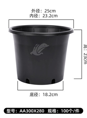 塑料花盆黑色桶基地种植大育苗盆加仑盆家用多肉盆ab型圆反边花盆