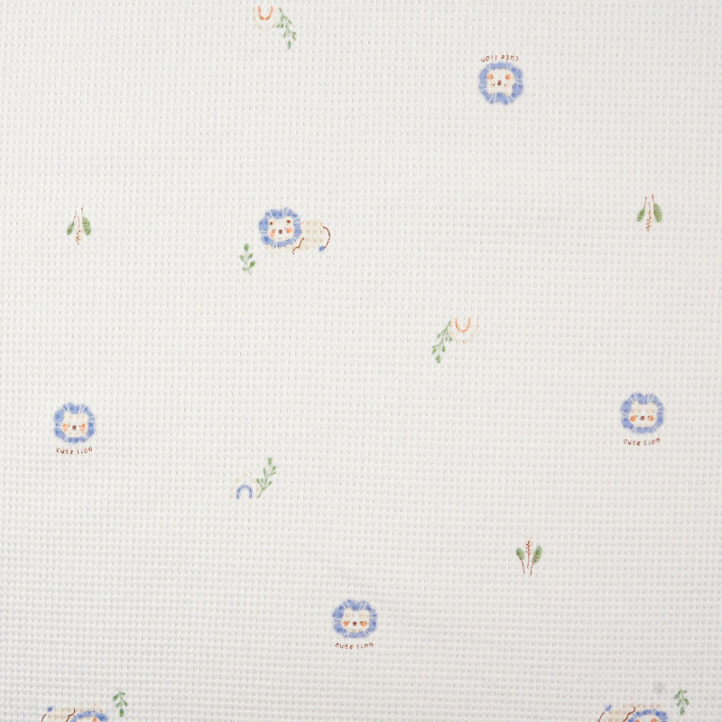 精梳棉华夫格针织布华夫格威化格布磨毛印花婴童家居服套装面料