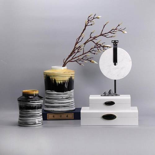 热销现代轻奢品瓷罐摆件样板房客厅电视柜玄关简约酒店客厅软装配