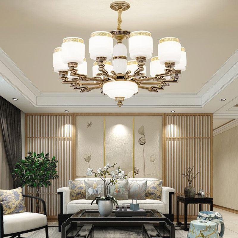 新中式灯别墅大吊灯客厅灯楼中楼大堂简欧楼梯复式楼防尘防蚊灯罩