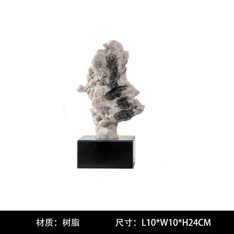 新中式禅意太湖石头摆件样板间客厅软装茶几书房书柜搭配酒柜饰品