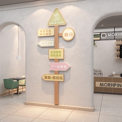 奶茶店铺墙壁装饰网红打卡拍照区氛围布置蛋糕门口吸引人墙面贴纸