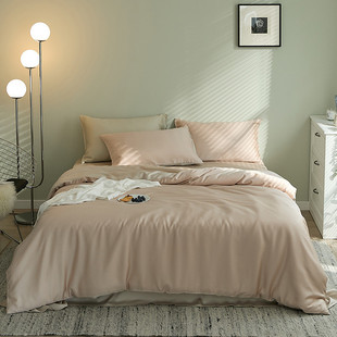 m60支纯色冰丝床单裸睡莱赛尔天丝四件套夏季 轻奢丝绸床笠被套床q