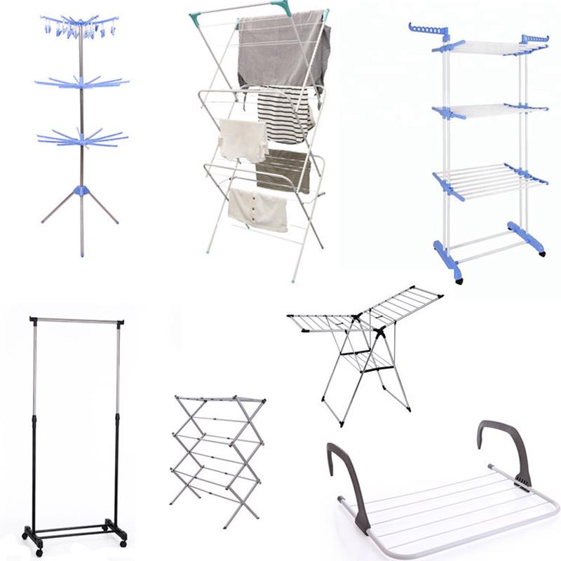 批发落地免安装折叠收纳晾衣架室内外移动工厂三折架子晾晒衣帽架