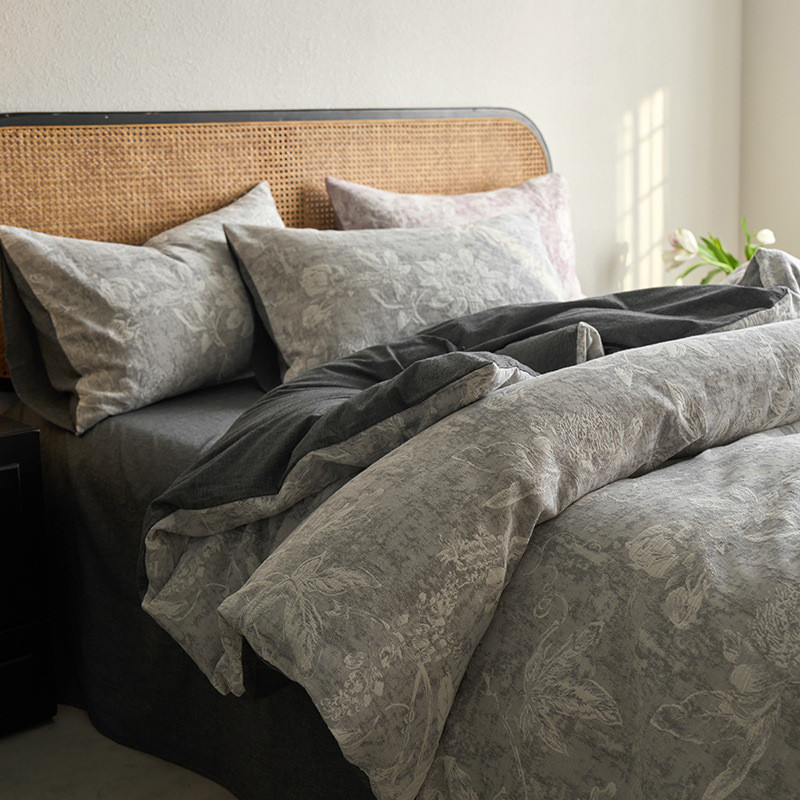 2024新款色织双层纱基础大提花款四件套-蔷薇物语1.5m床单款四件