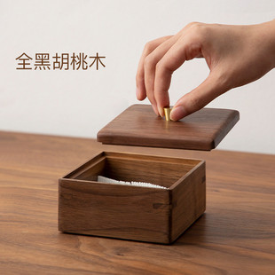 8ksg批发实木棉签牙线收纳盒家用餐桌带盖防尘桌面牙签化妆棉收