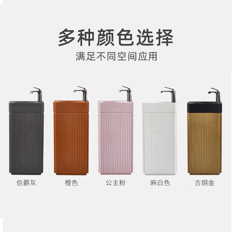 热销极简人造石立柱盆一体台盆阳台落地式洗手池洗漱台台盆池